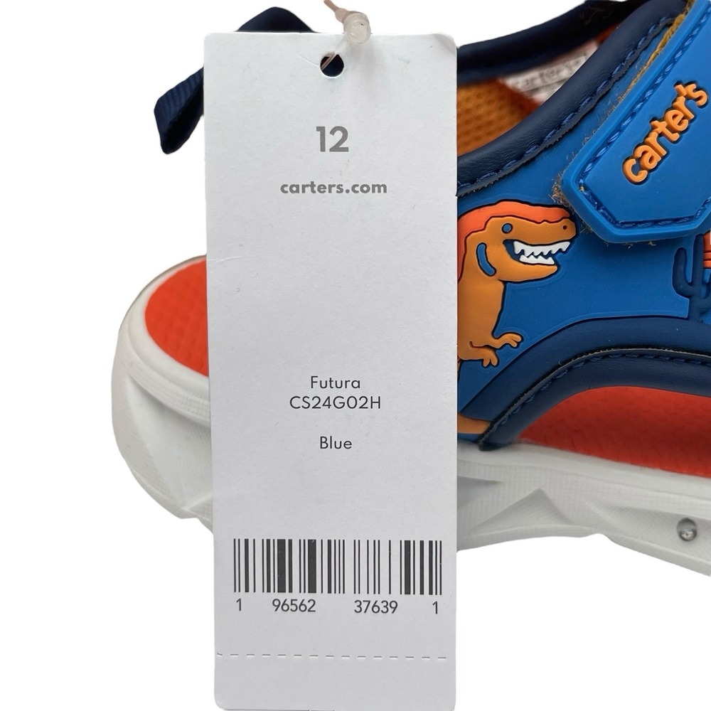 Carter's Little Boys Open Toe Sandals Size 12 Blue Orange Light-up Adjustable - Picture 9 of 11